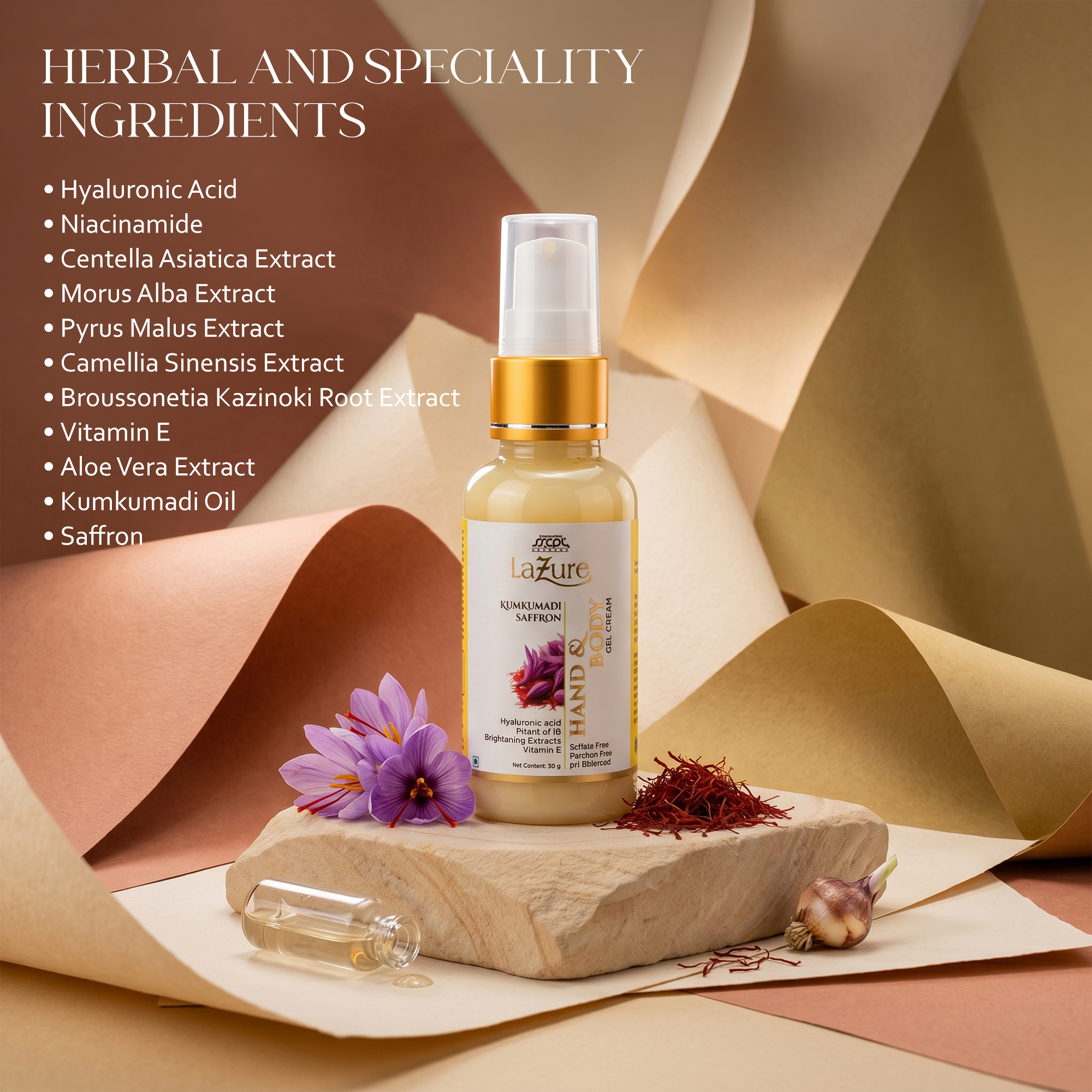 Ingredients copy Lazure Kumkumadi Saffron Hand & Body Gel Cream - Image 1